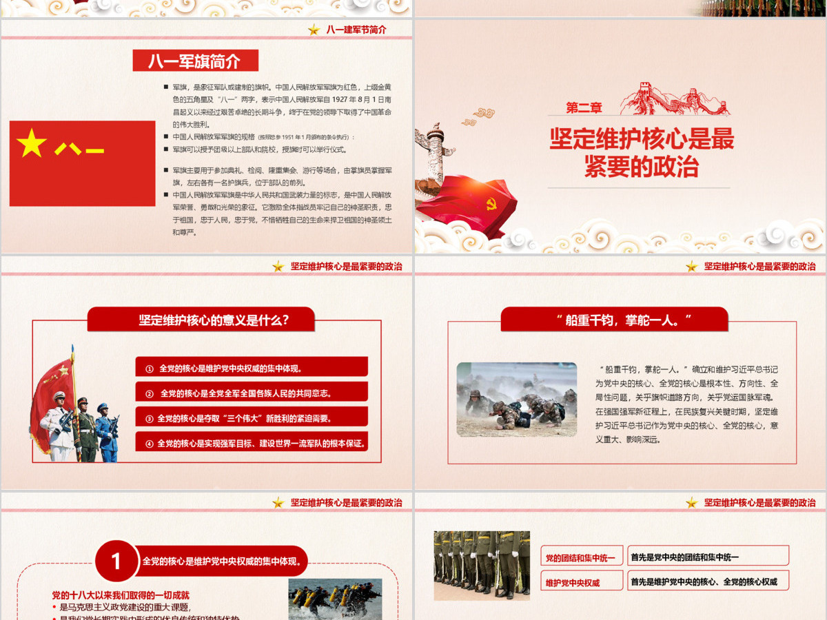 建军节中国梦强军梦维护核心PPT模板