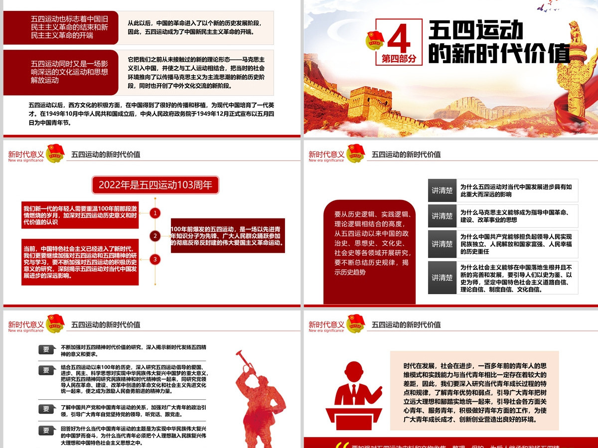 五四运动的新时代意义纪念五四运动103周年PPT-含讲稿