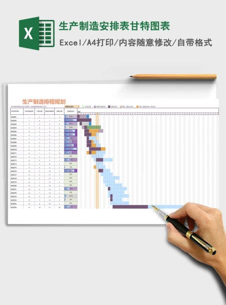 生产制造安排表甘特图表Excel模板