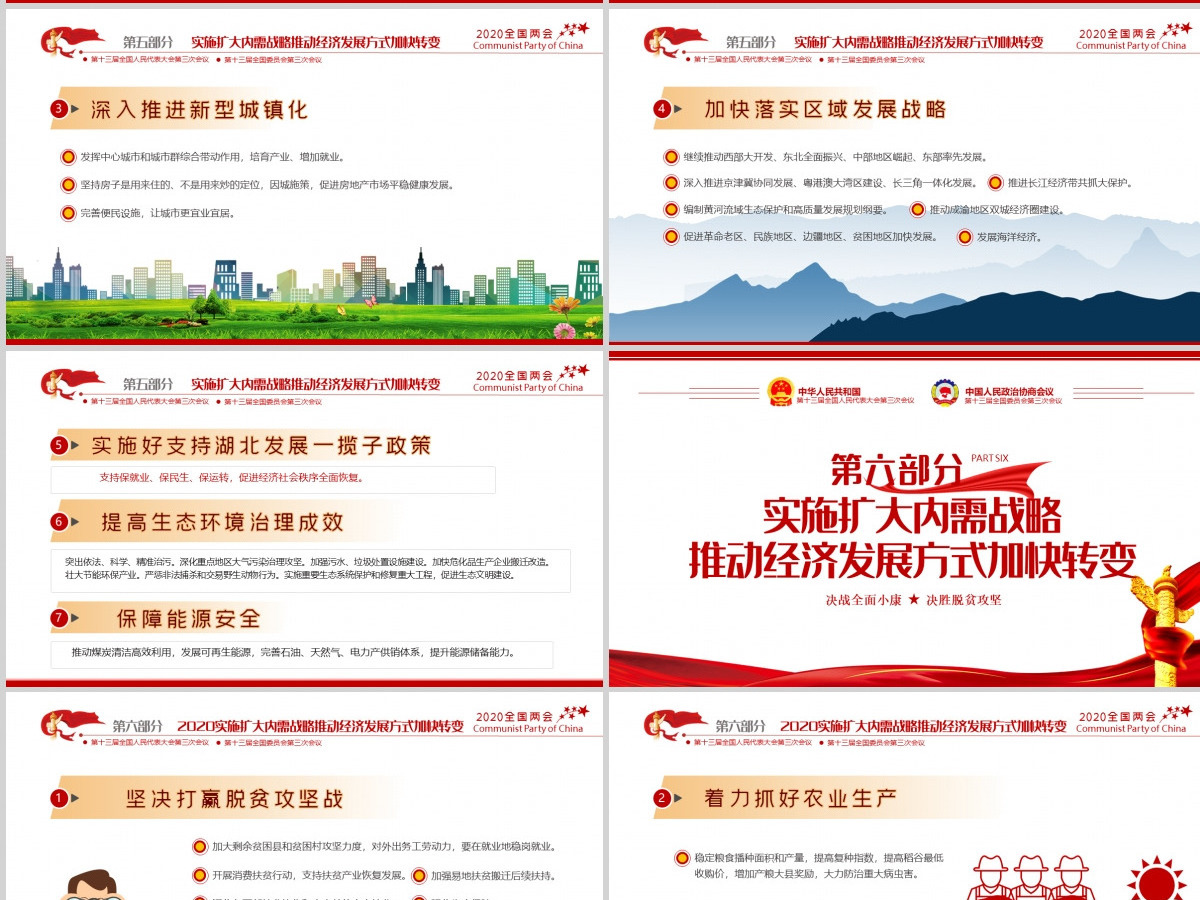 聚焦学习2020全国两会政府工作党建党政ppt模板党支部团支部 聚焦学习2020全国两会政府工作党建党政ppt模板党支部团支部