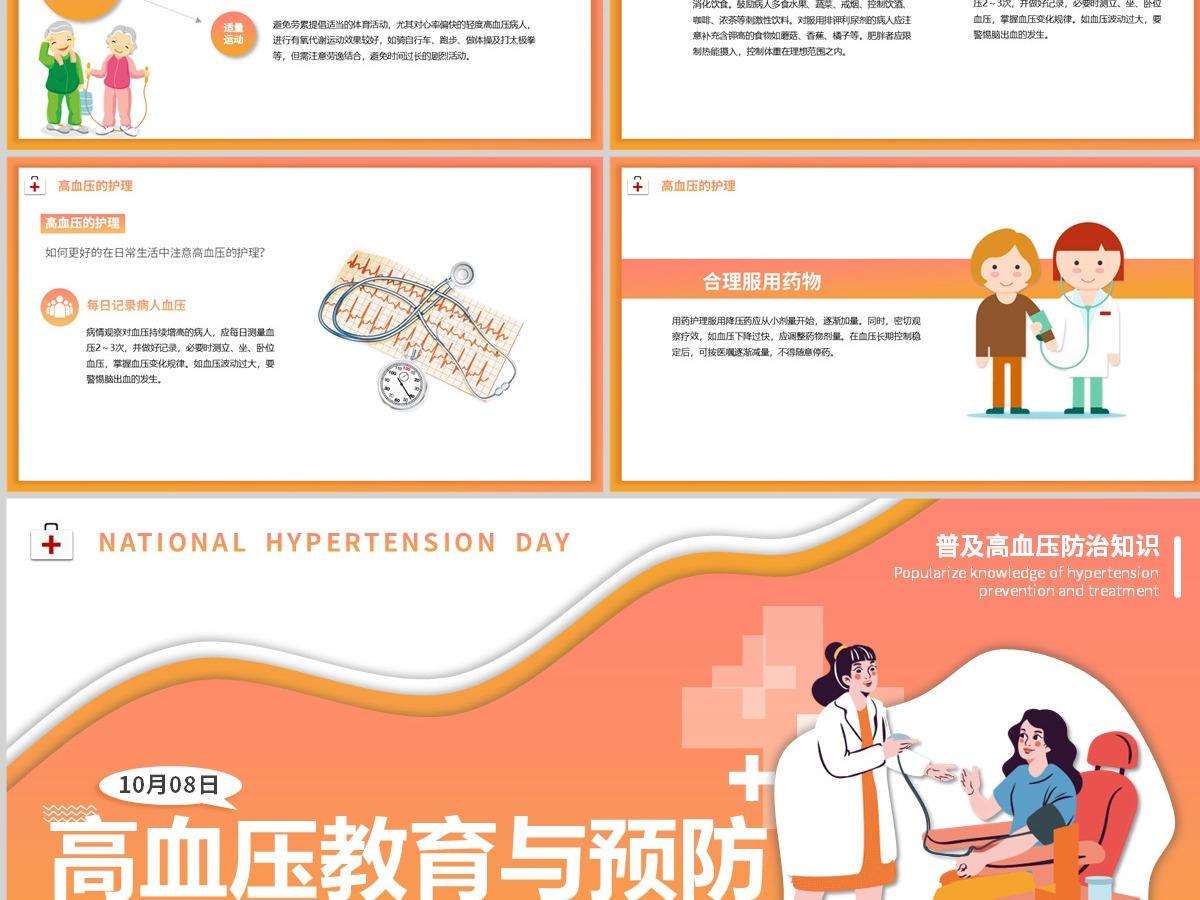 卡通高血压教育与预防PPT模板