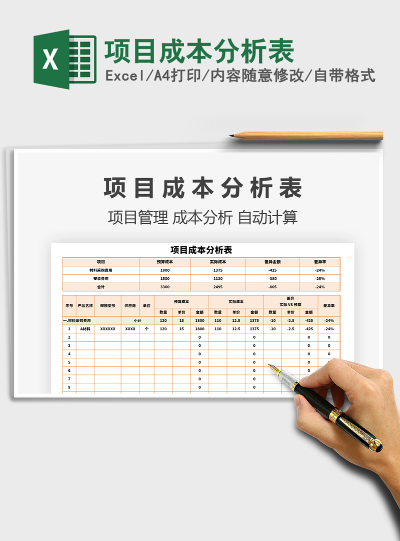 2021年项目成本分析表 2021年项目成本分析表