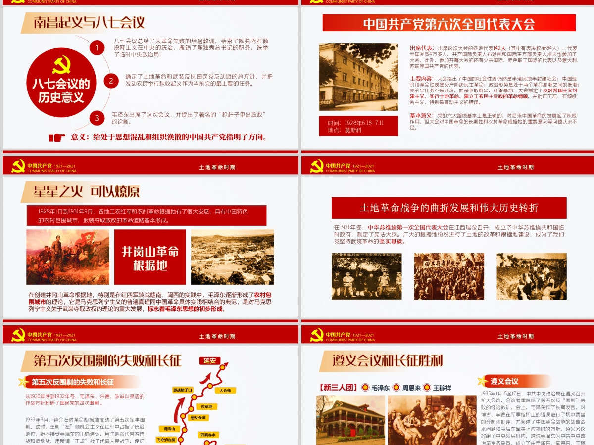 红色极简风七一建党节建党100周年中国共产党简史授课专题党课PPT--含讲稿