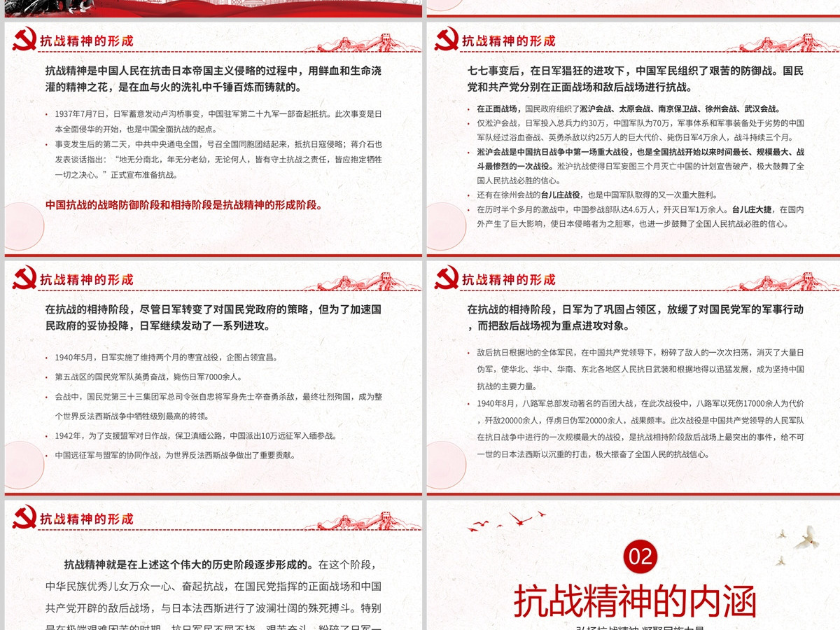 抗战精神红色大气中国精神谱系弘扬抗战精神凝聚民族力量专题辅导党课PPT 抗战精神红色大气中国精神谱系弘扬抗战精神凝聚民族力量专题辅导党课PPT