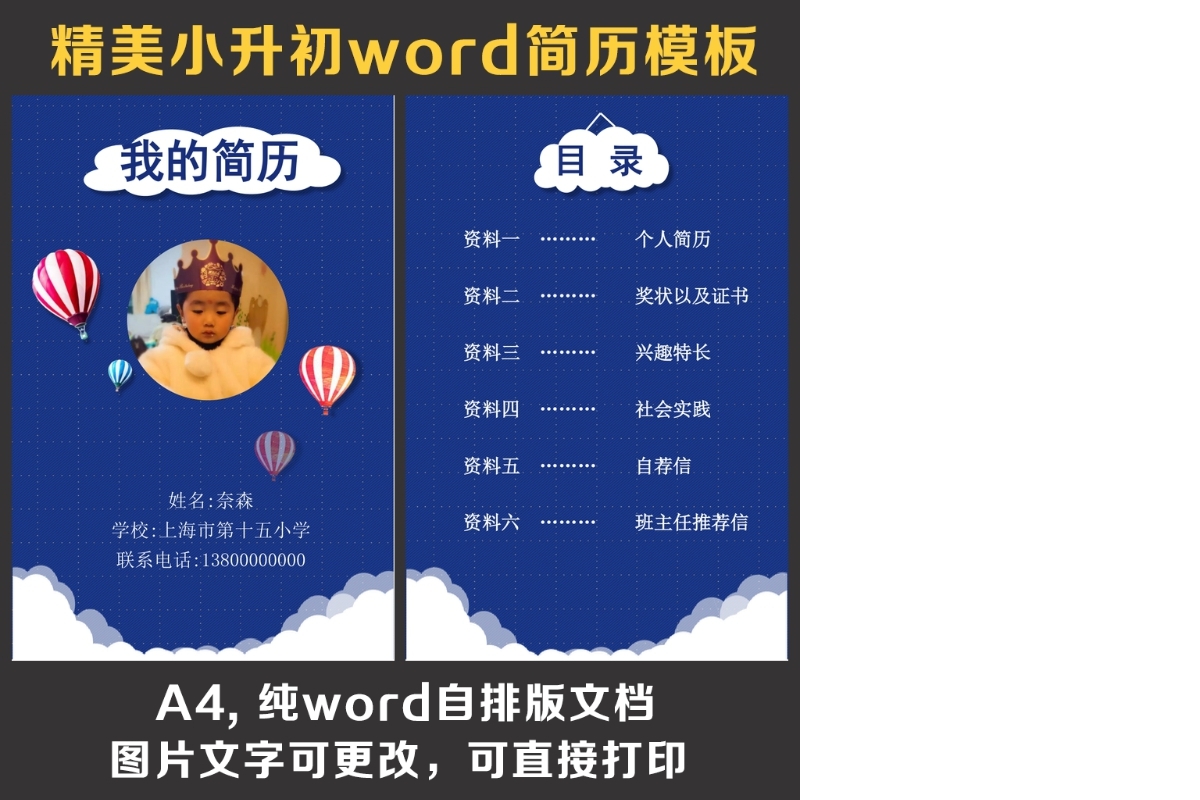 小升初简历