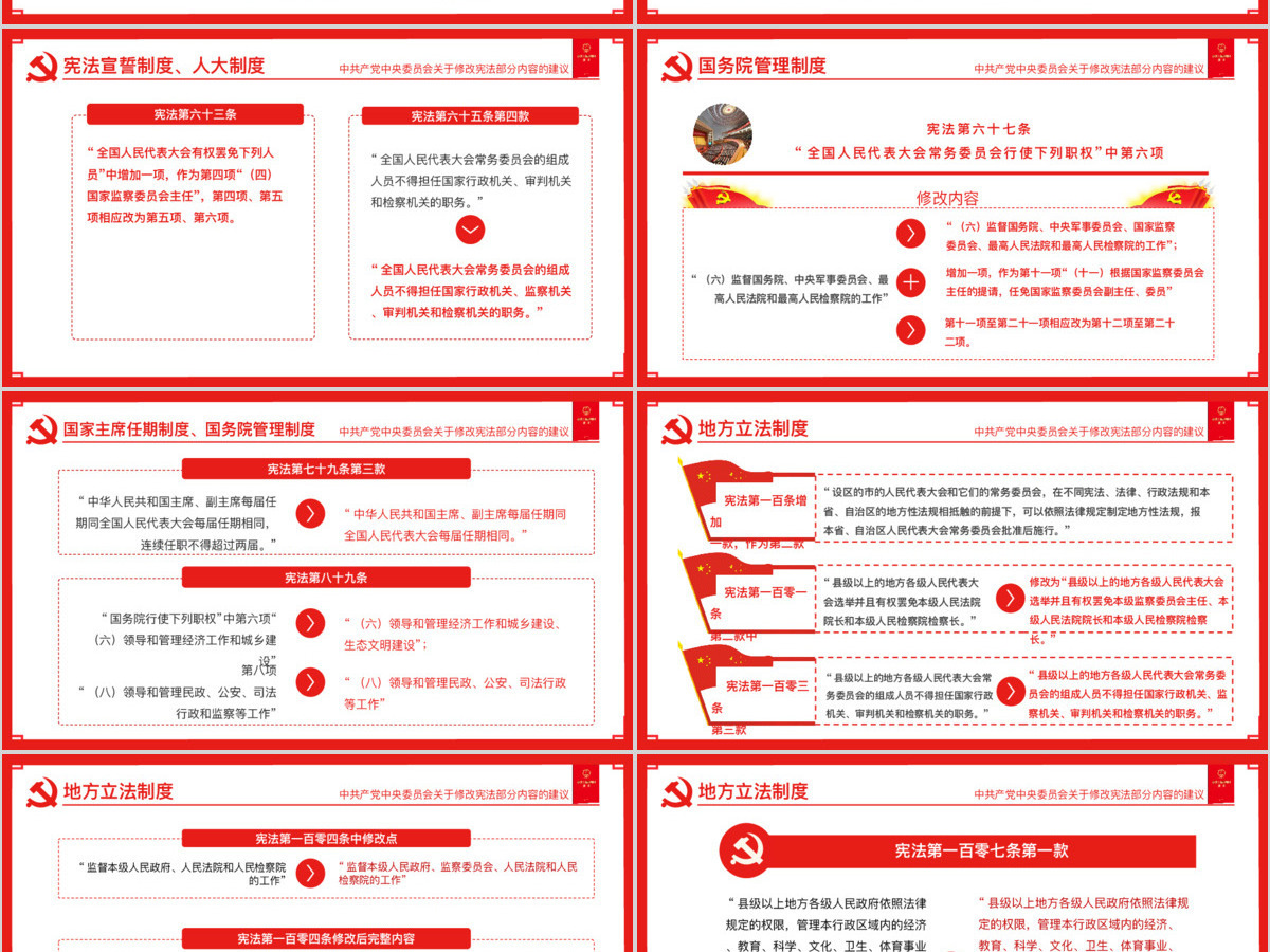 十九届二中全会中共中央宪法修改建议学习红色中国风党建党课PPT模板 十九届二中全会中共中央宪法修改建议学习红色中国风党建党课PPT模板
