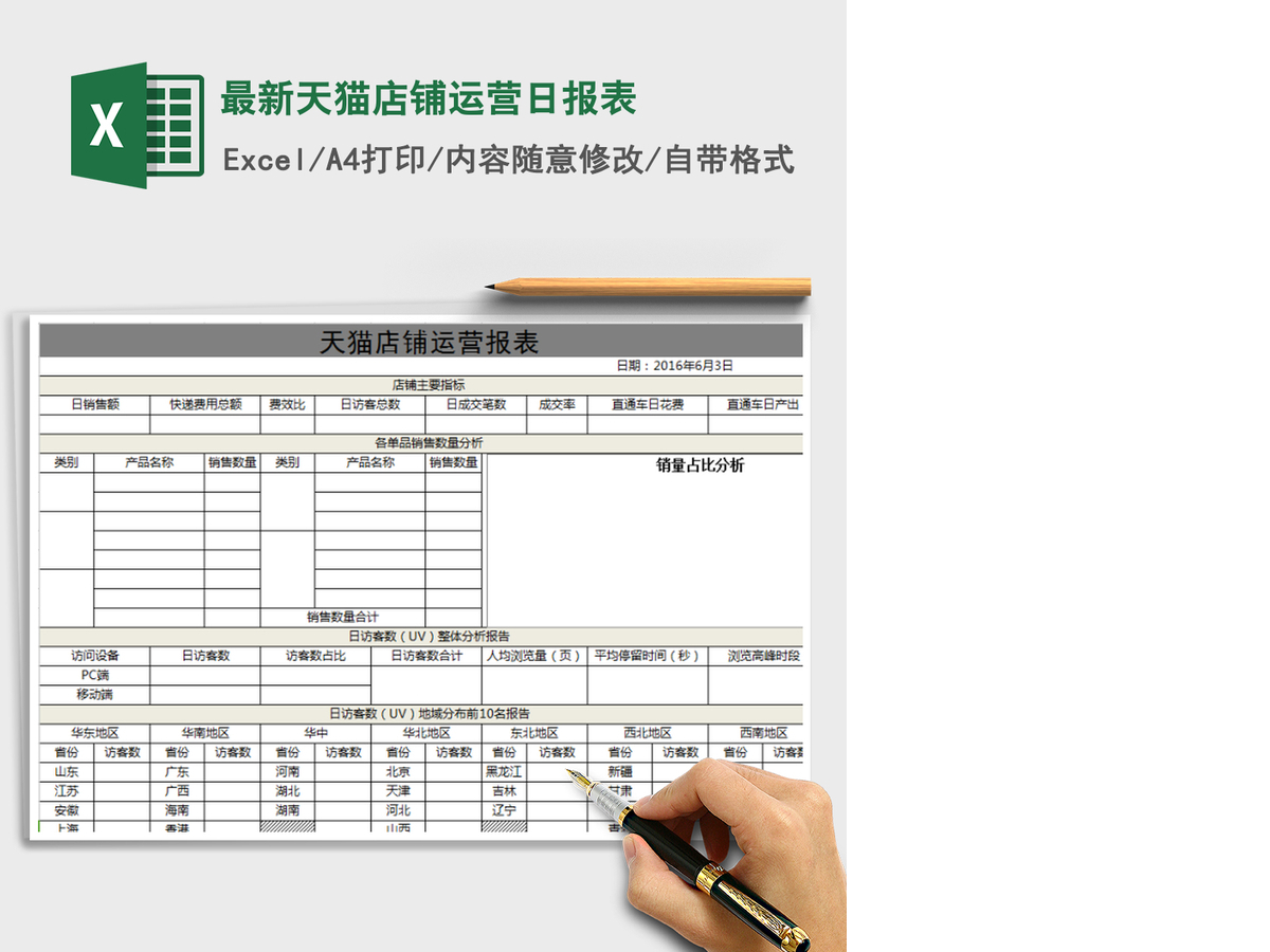 2021年最新天猫店铺运营日报表 2021年最新天猫店铺运营日报表