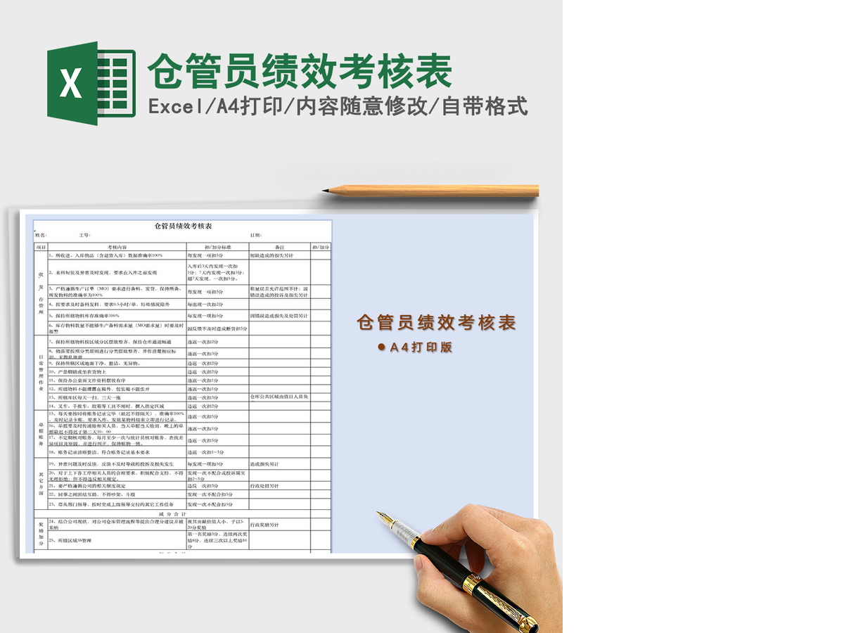 2021年仓管员绩效考核表 2021年仓管员绩效考核表