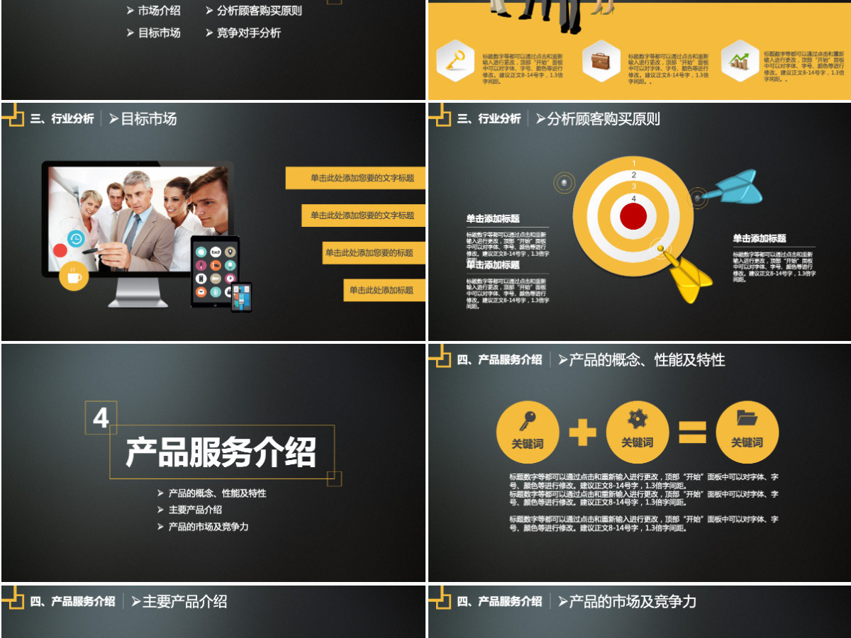 高端大气黑黄企业商业计划书PPT模板