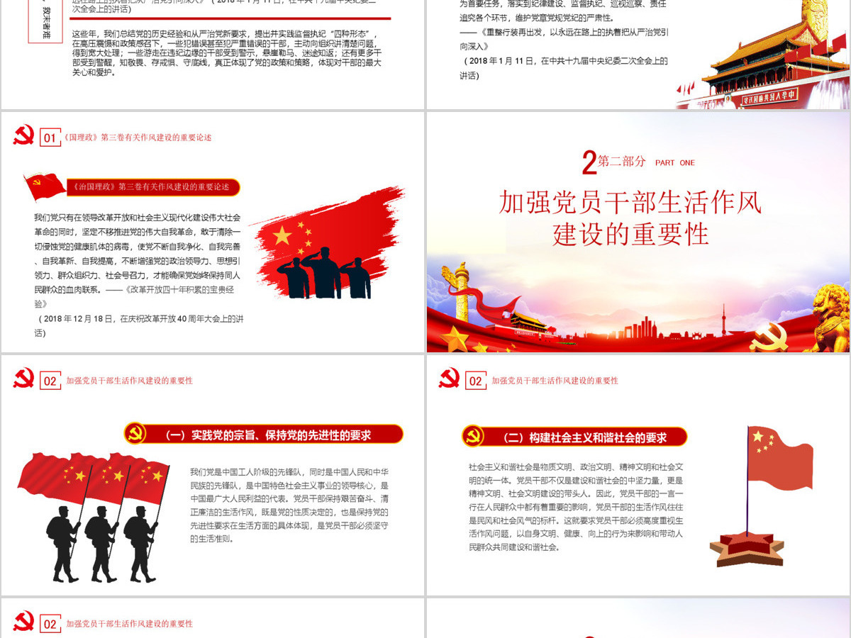 红色简约锲而不舍抓作风永不放松严党纪党课PPT课件