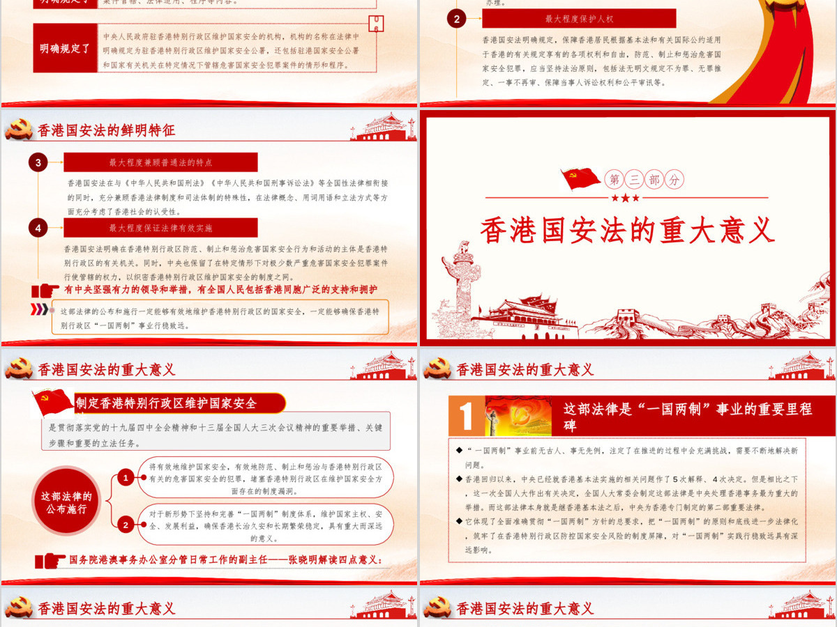 学习《香港特别行政区维护国家安全法》PPT模板 学习《香港特别行政区维护国家安全法》PPT模板