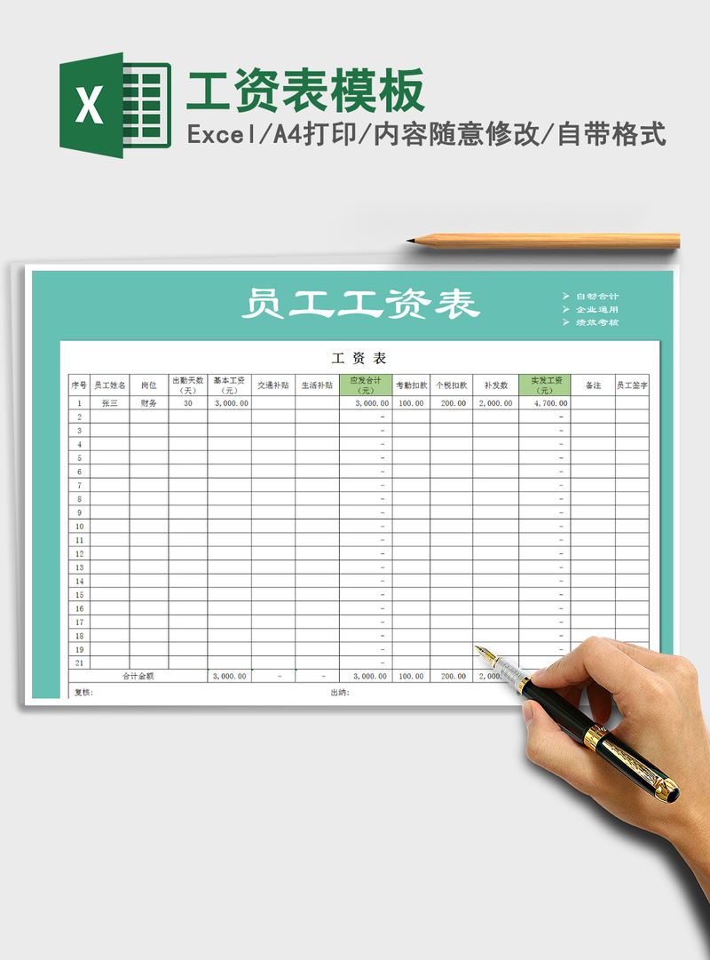 2021年工资表模板