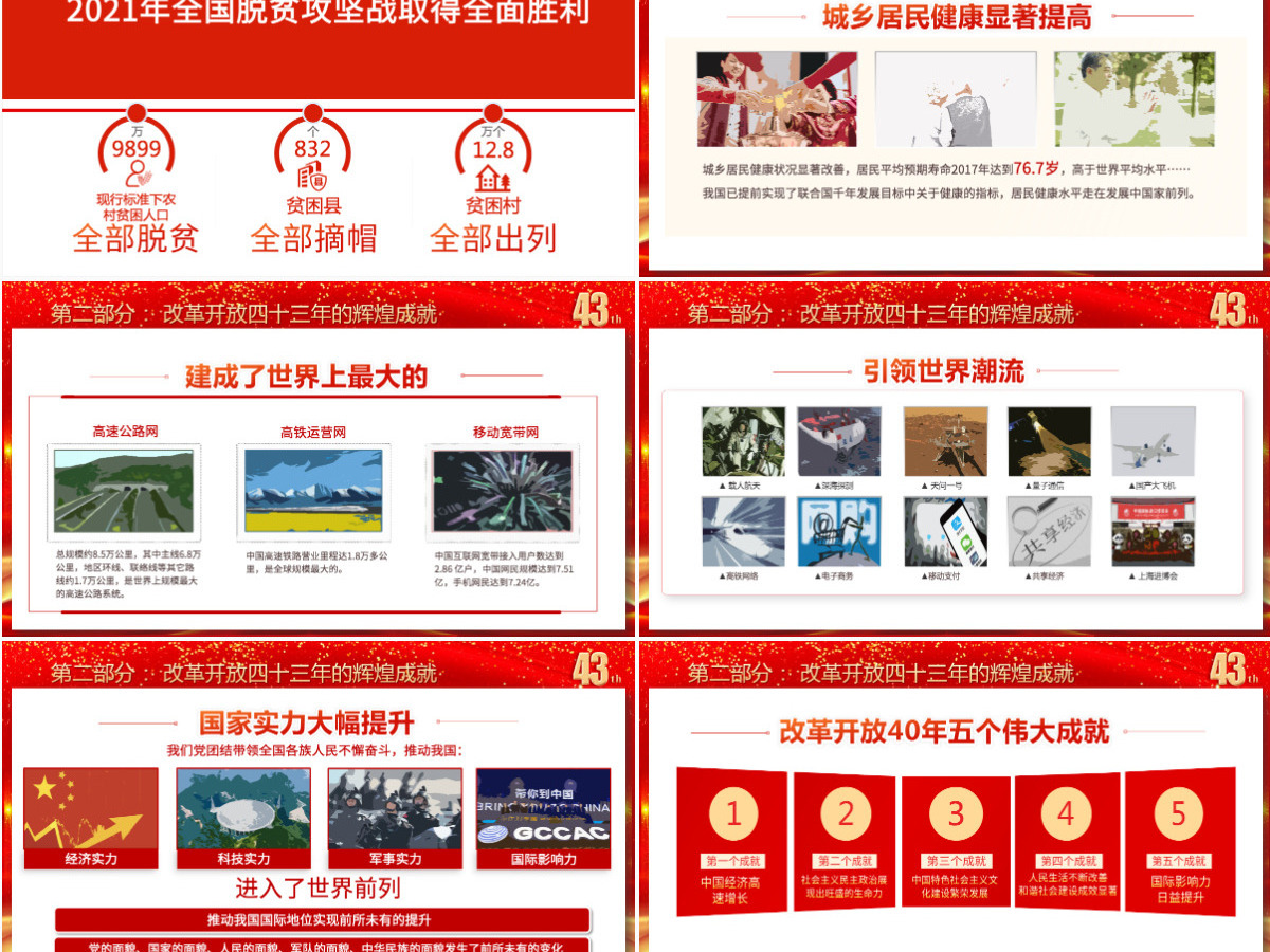 2021庆祝改革开放43年之建党100周年党史学习教育专题PPT模板-含讲稿 2021庆祝改革开放43年之建党100周年党史学习教育专题PPT模板-含讲稿