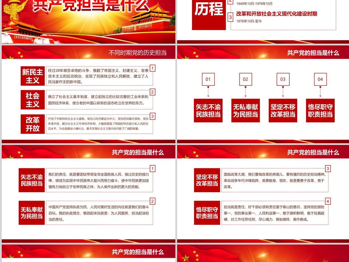 勇立潮头话担当微党课PPT共产党员的担当