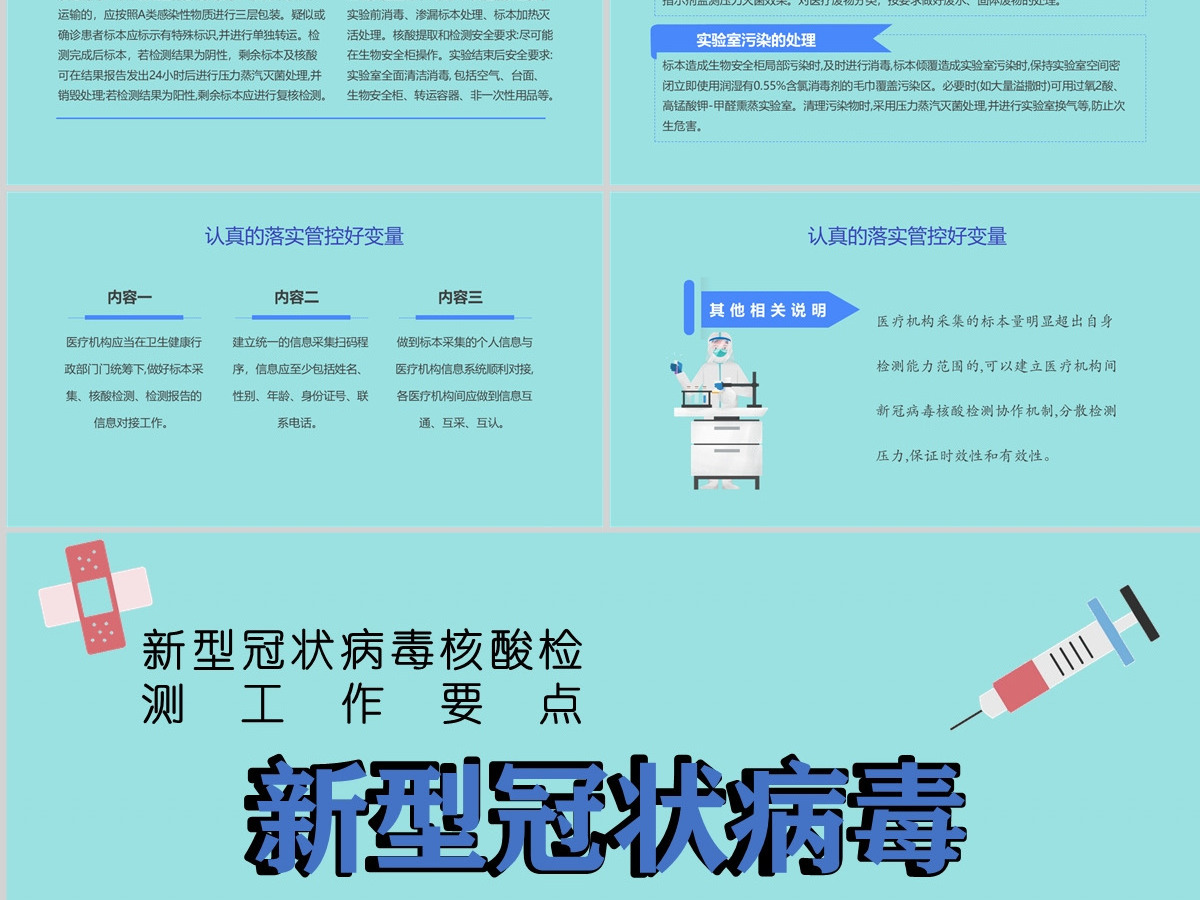 2022新型冠状病毒核酸检测工作要点卡通风疫情防控专题课件模板PPT 2022新型冠状病毒核酸检测工作要点卡通风疫情防控专题课件模板PPT