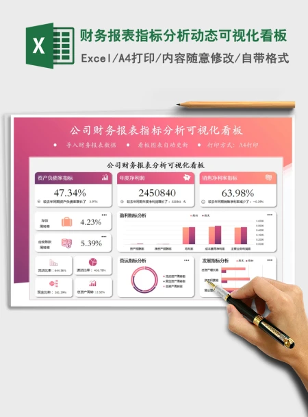 2021年财务报表指标分析动态可视化看板