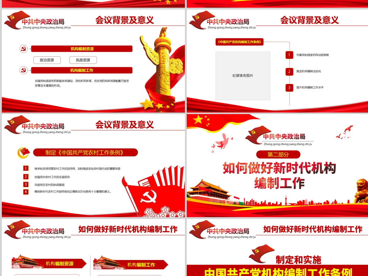 原创学习政治局会议审议《中国共产党机构编制工作条例》和《中国共产党农村工作条例》-版权可商用