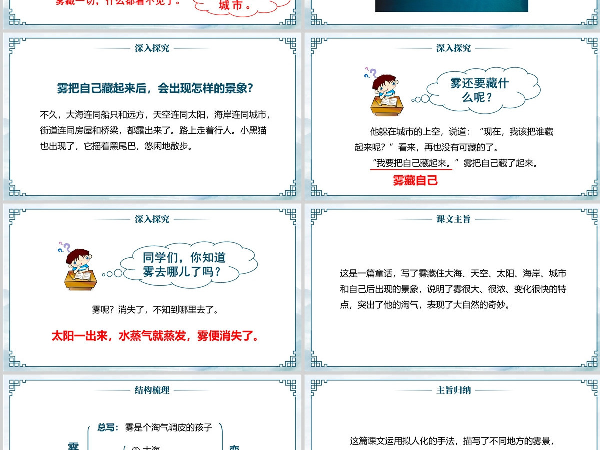 人教版二年级语文上册课文二十《雾在哪里》PPT模板幻灯片--含教案 人教版二年级语文上册课文二十《雾在哪里》PPT模板幻灯片--含教案