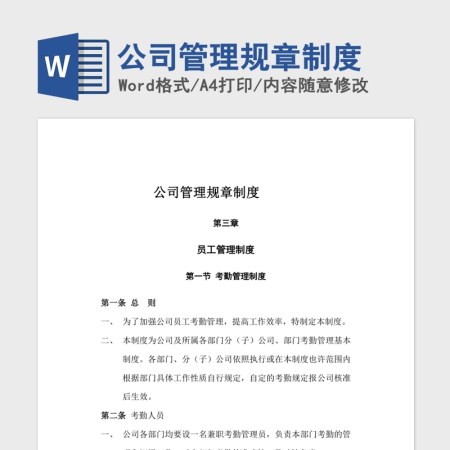 公司管理规章制度Word