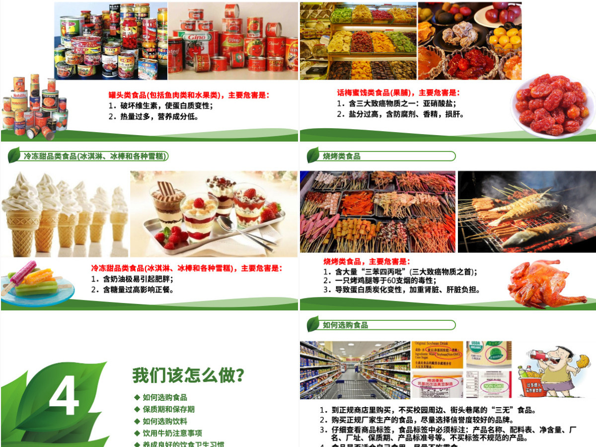 原创食品安全从我做起卫生健康主题班会PPT-版权可商用