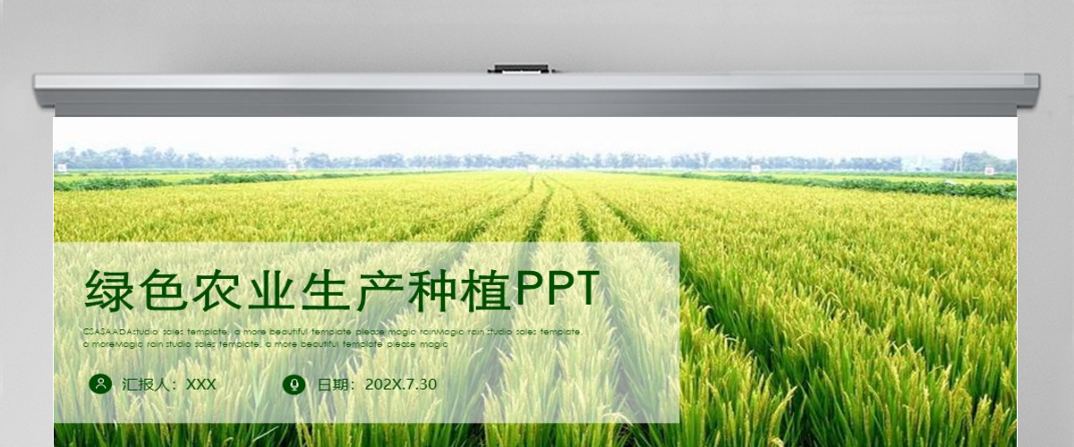 绿色田野背景农业生产种植农业局农村PPT