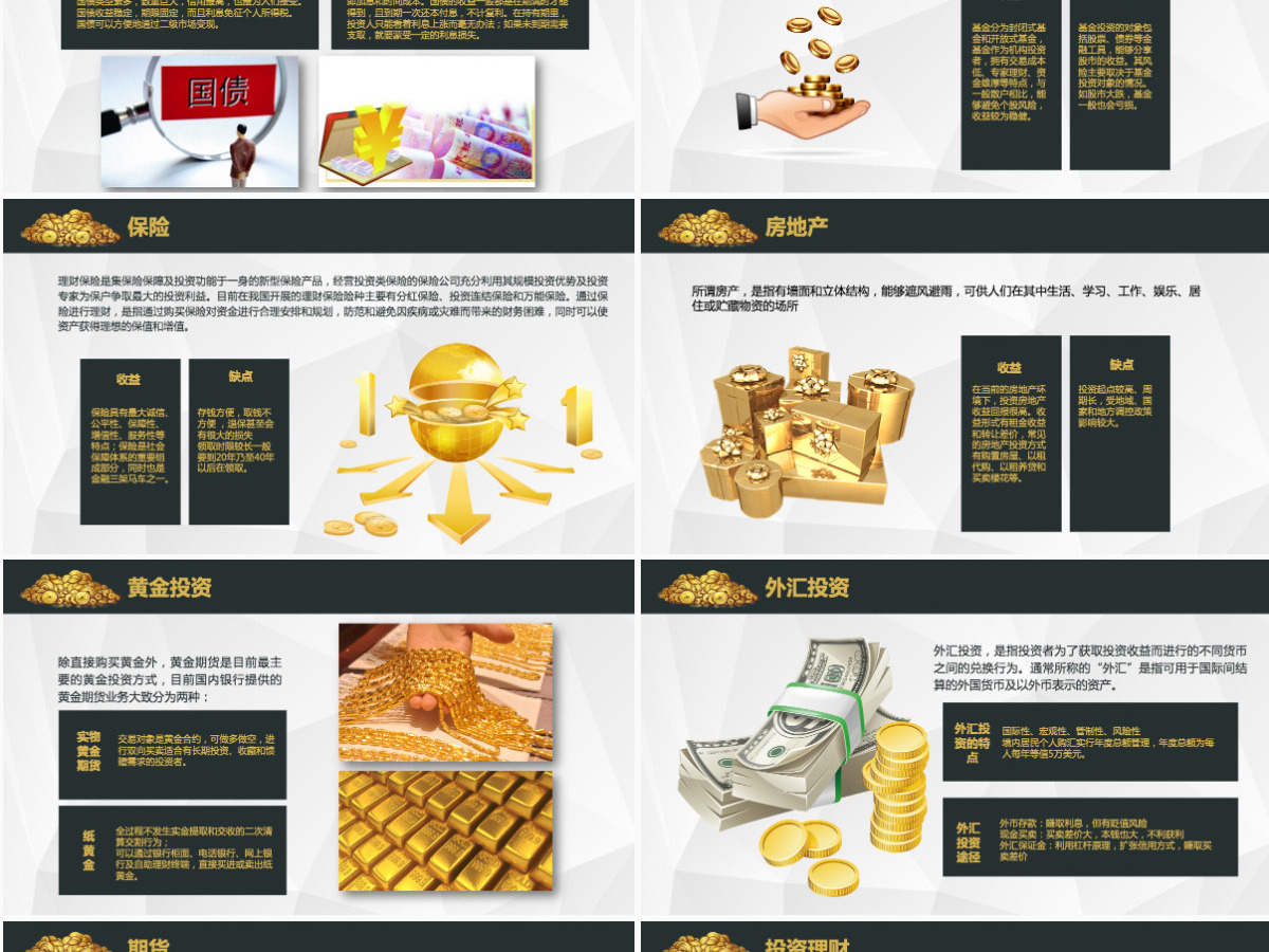 原创金融投资理财财富增长知识学习PPT模板