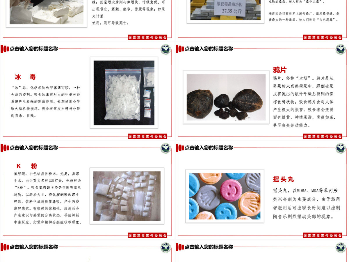 【完整内容】国际禁毒日珍爱生命远离毒品禁毒知识教育PPT课件模板
