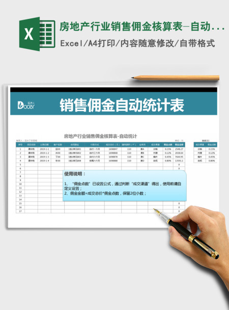 2021年房地产行业销售佣金核算表-自动统计 2021年房地产行业销售佣金核算表-自动统计
