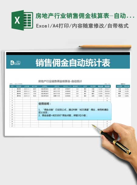 2021年房地产行业销售佣金核算表-自动统计 2021年房地产行业销售佣金核算表-自动统计