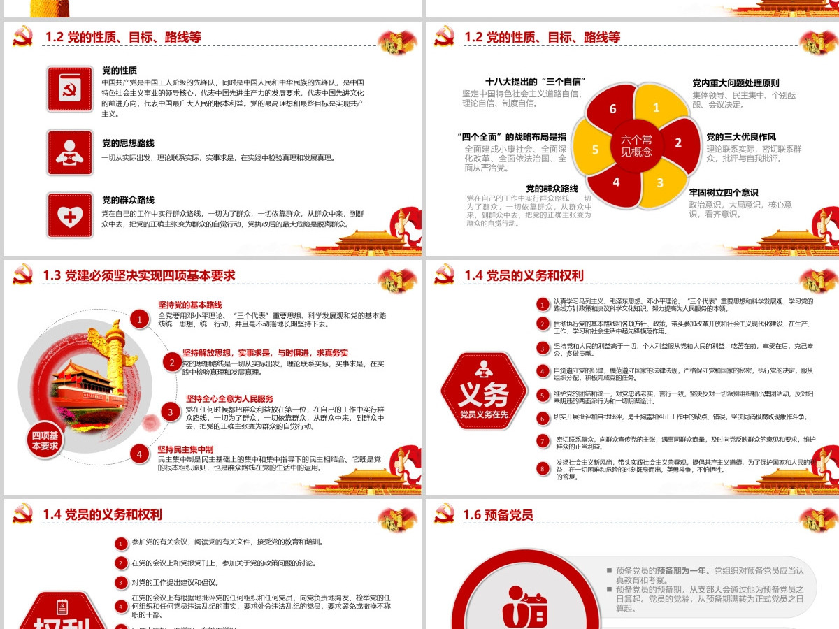 红色简约政府党委党支部党员党务基本知识学习课程党课培训ppt