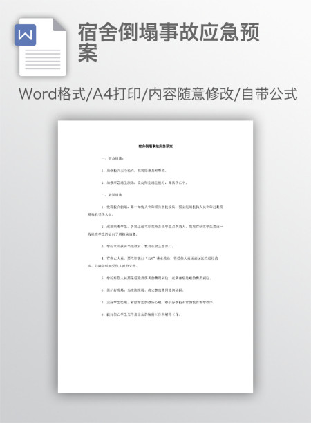 宿舍倒塌事故应急预案