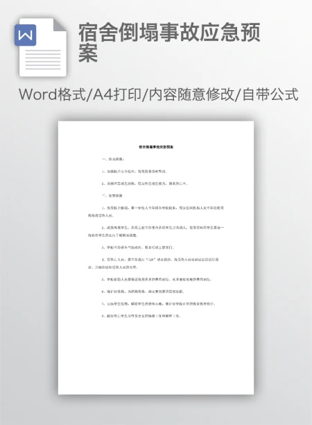 宿舍倒塌事故应急预案