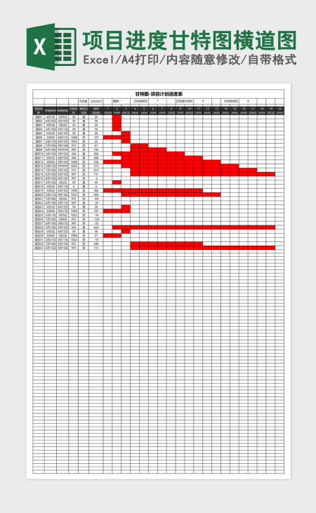 项目进度甘特图横道图Excel表格模板