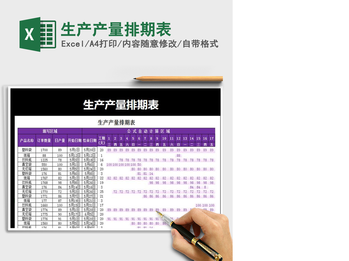 2021年生产产量排期表 2021年生产产量排期表
