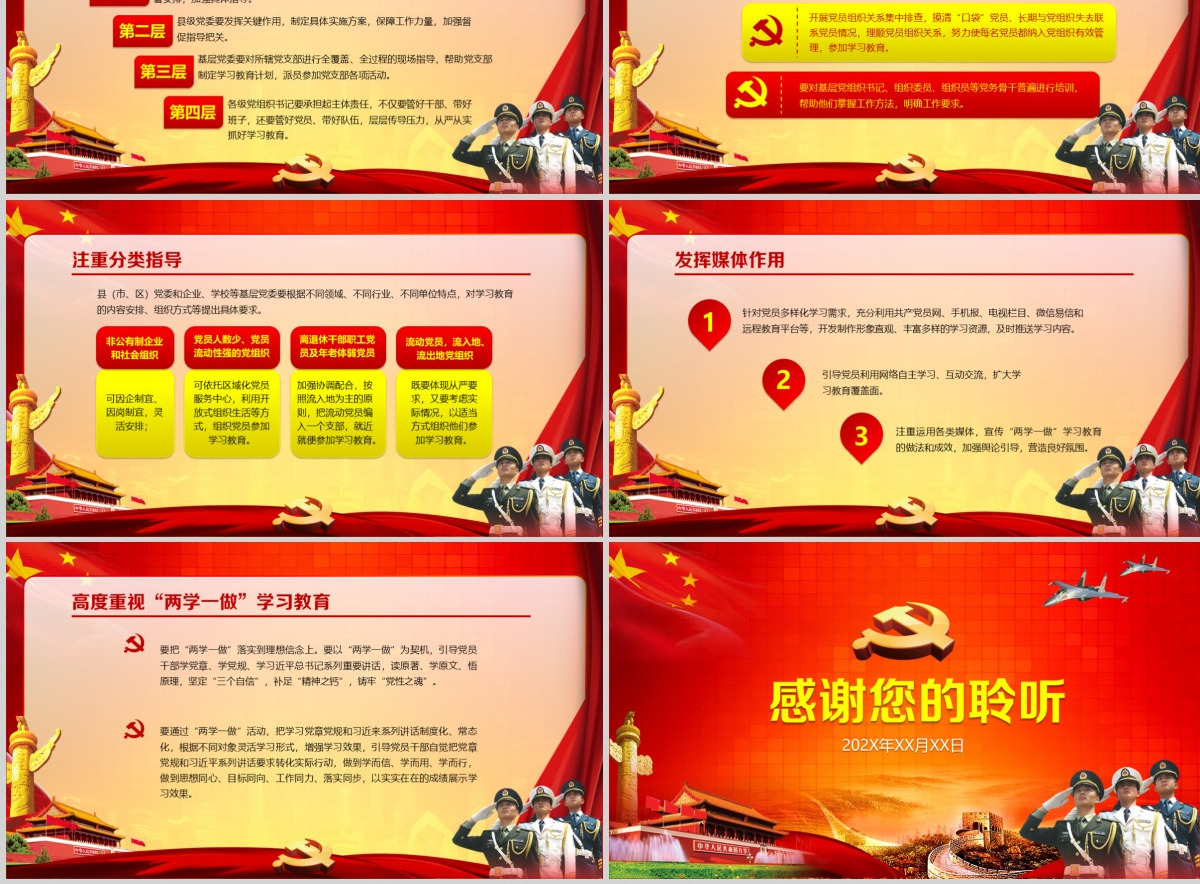 部队军队两学一做学习教育PPT模板