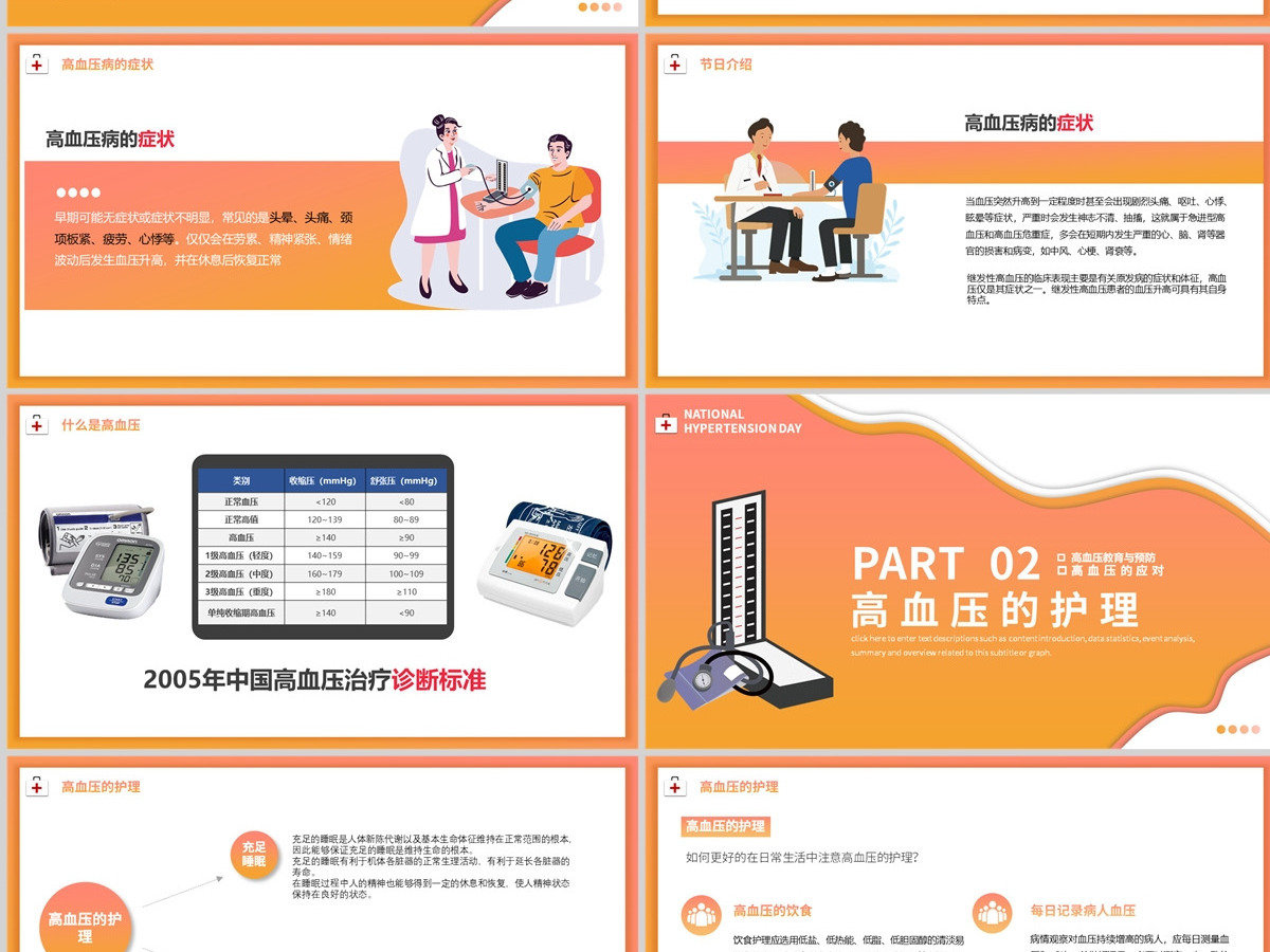 卡通高血压教育与预防PPT模板
