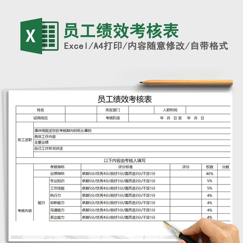 2021年员工绩效考核表免费下载