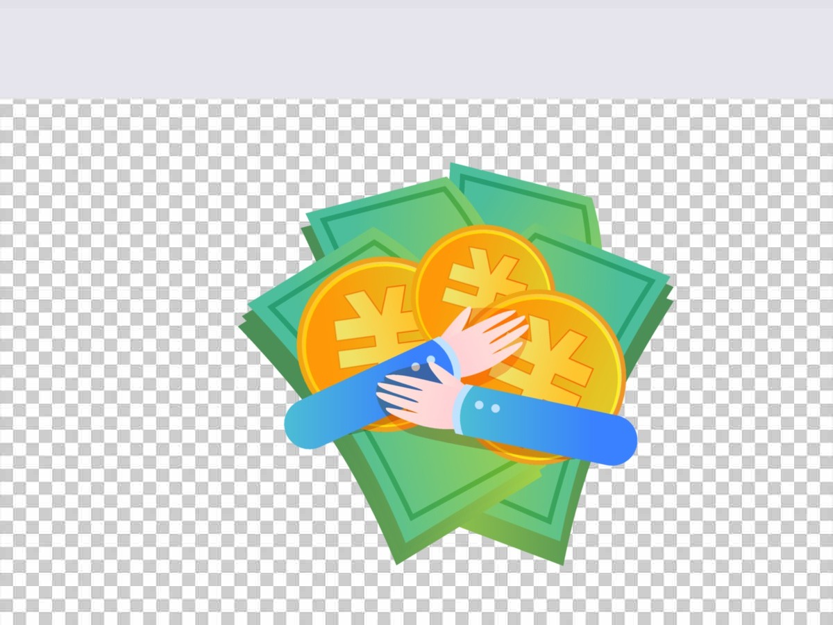 手抱钱金融理财金币商务AI矢量元素