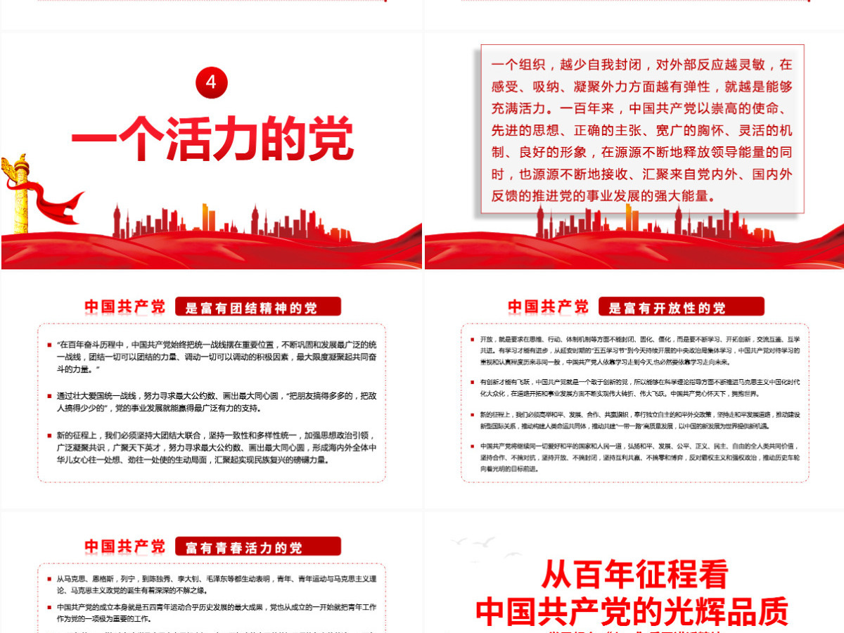 2021从百年征程看中国共产党的光辉品质PPT庆祝建党100周年学习领会七一重要讲话精神党课课件模板 2021从百年征程看中国共产党的光辉品质PPT庆祝建党100周年学习领会七一重要讲话精神党课课件模板