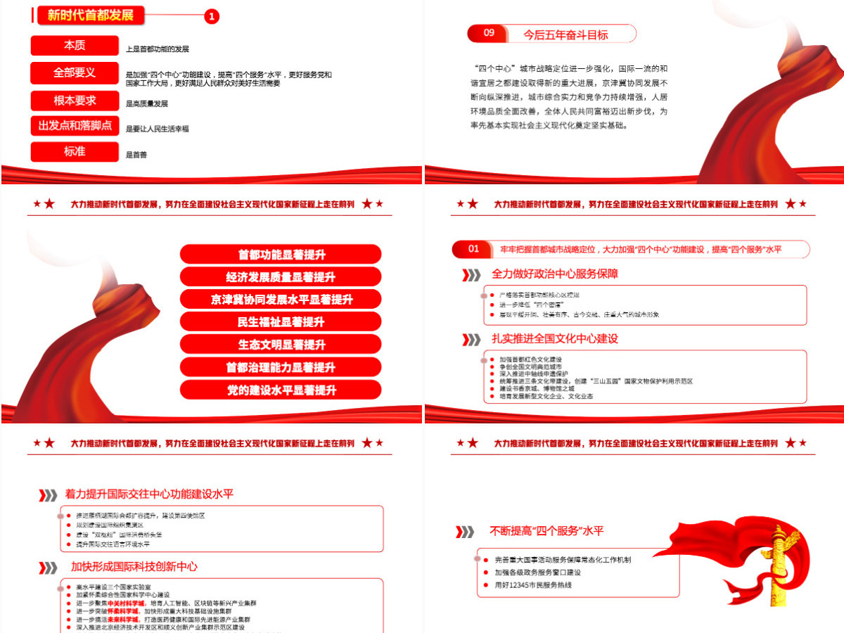 红色党建风中国共产党北京市第十三次党代会报告专题党课课件模板PPT-含讲稿