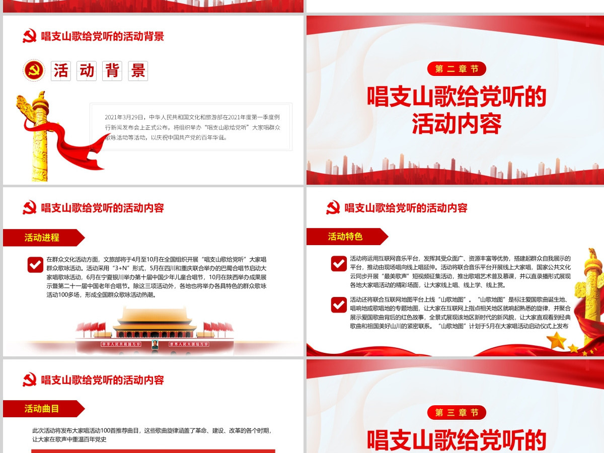 庆祝中国共产党建党一百周年唱支山歌给党听PPT