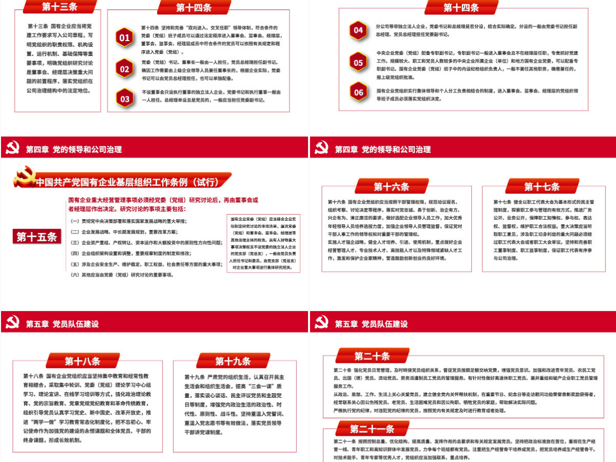 党建风国有企业基层组织工作条例PPT模板 党建风国有企业基层组织工作条例PPT模板