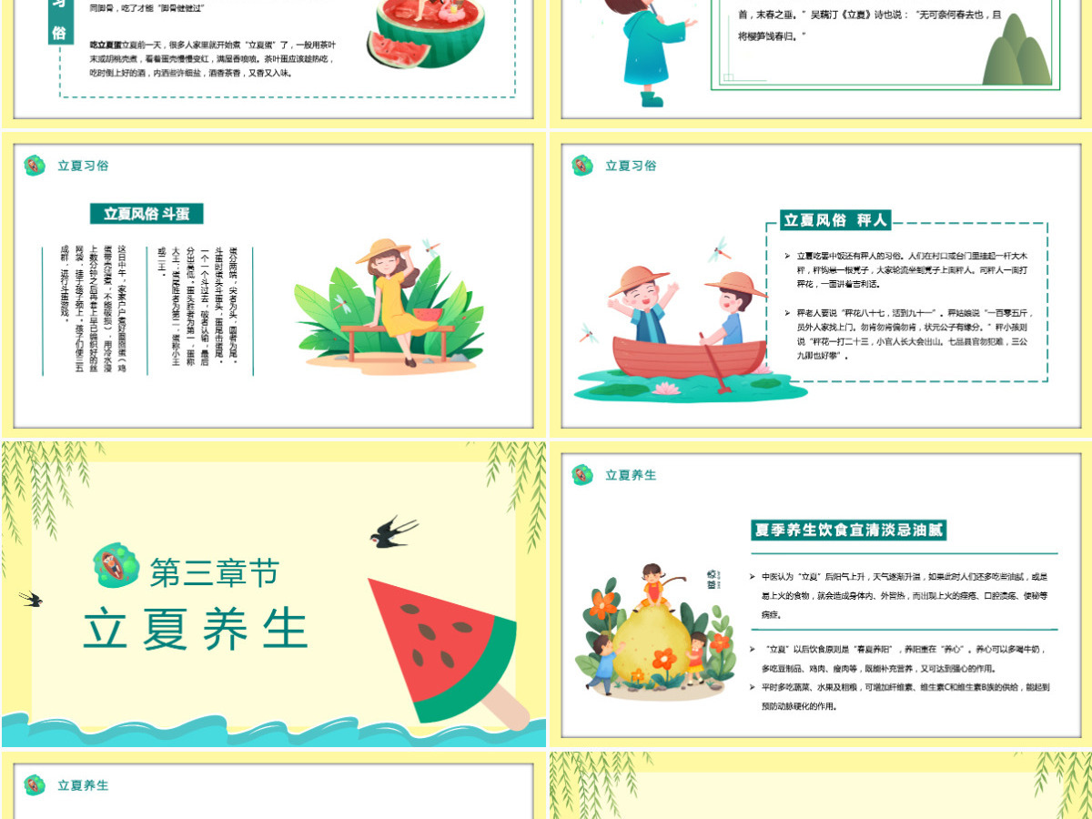 2022立夏节气插画卡通风中国传统二十四节气之立夏课件模板PPT 2022立夏节气插画卡通风中国传统二十四节气之立夏课件模板PPT