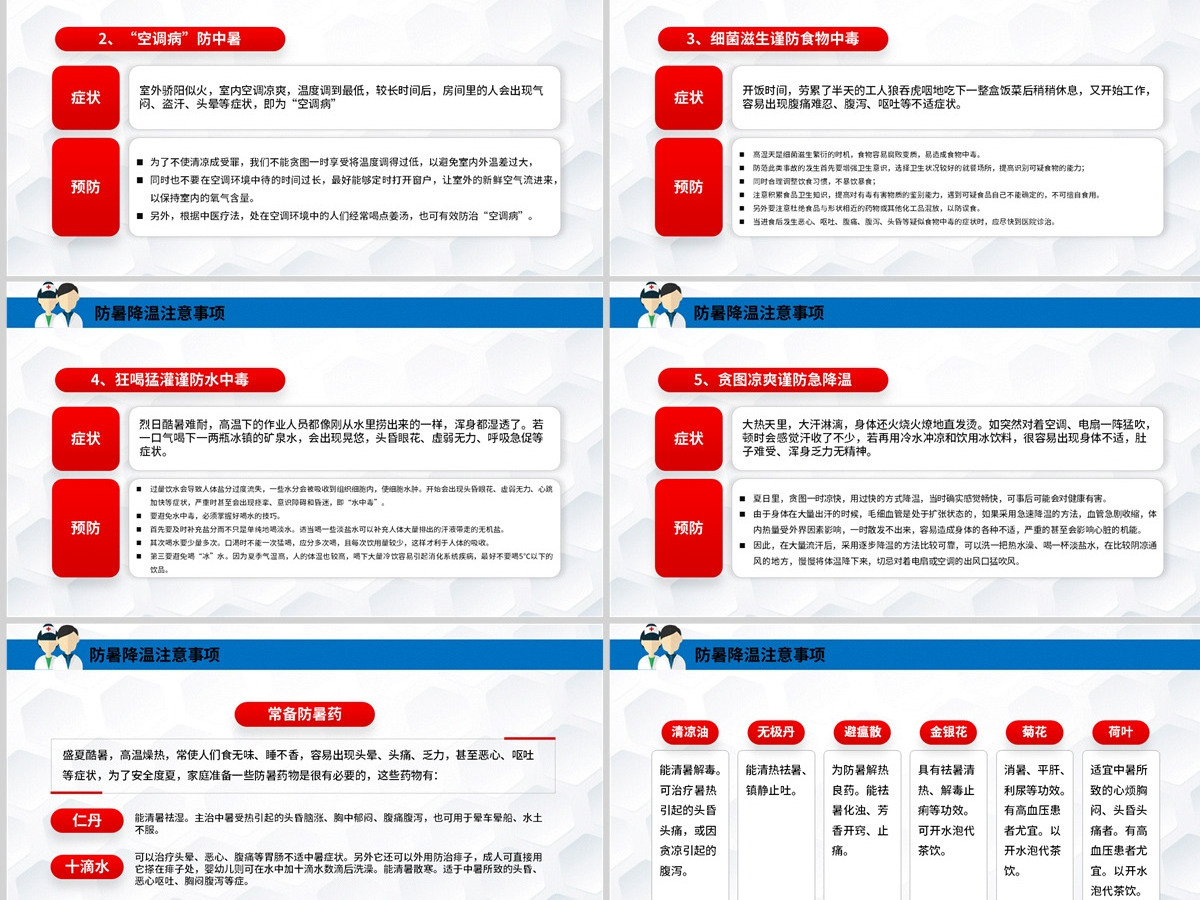 企业培训夏季防暑医疗知识简约风夏季防暑医疗知识培训课件模板PPT
