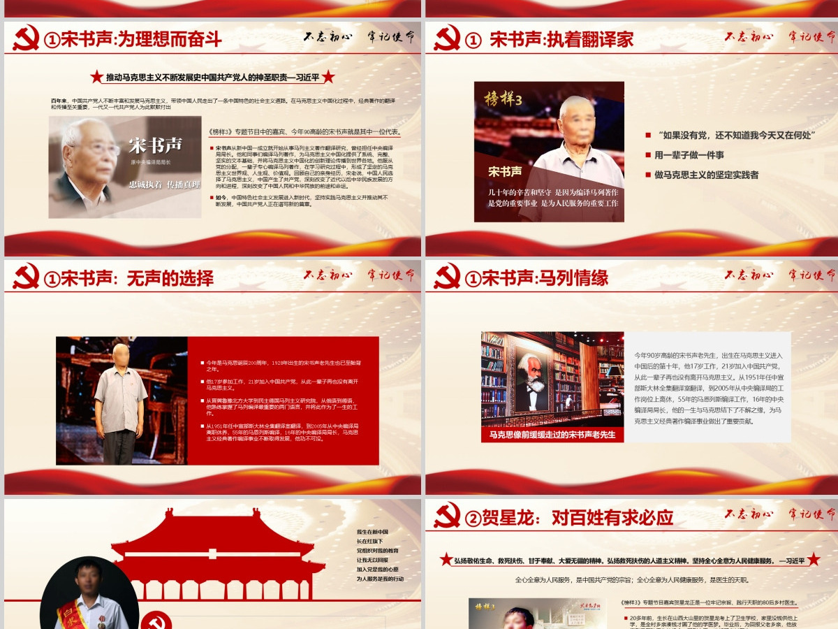 原创学习榜样3宋书声贺星龙李元敏先进事迹观后感党课PPT-版权可商用 原创学习榜样3宋书声贺星龙李元敏先进事迹观后感党课PPT-版权可商用