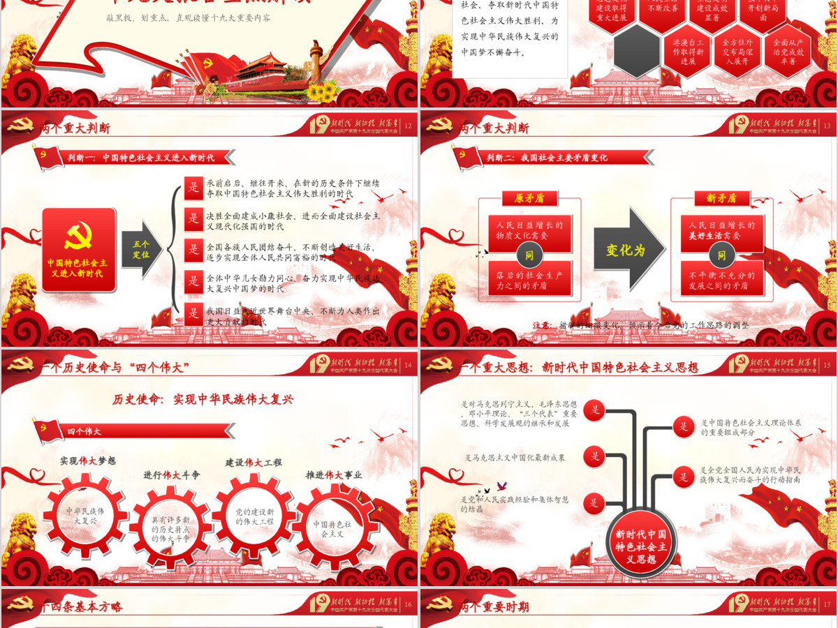 十九大报告精神学习新时代党员党课PPT