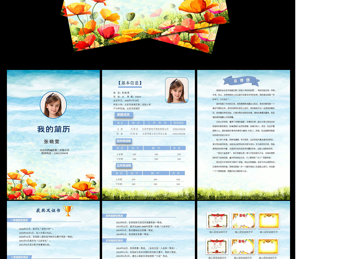 幼升小升初毕业升学择校儿童个人简历PPT 幼升小升初毕业升学择校儿童个人简历PPT