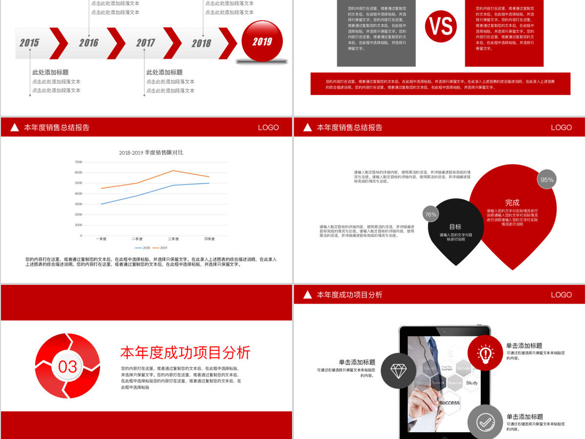 2019红色工作总结销售工作汇报PPT模板幻灯片 2019红色工作总结销售工作汇报PPT模板幻灯片
