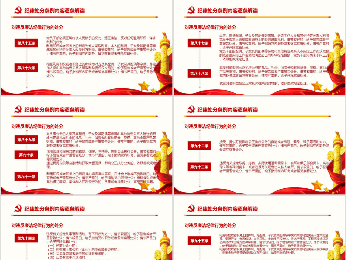 红色中国共产党纪律处分条例党课宣传学习ppt模板 红色中国共产党纪律处分条例党课宣传学习ppt模板