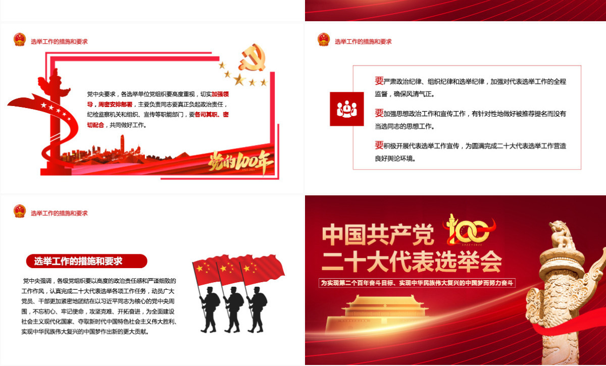 中国共产党二十大代表选举会红色简约中共中央关于党的二十大代表选举工作的通知党课课件PPT
